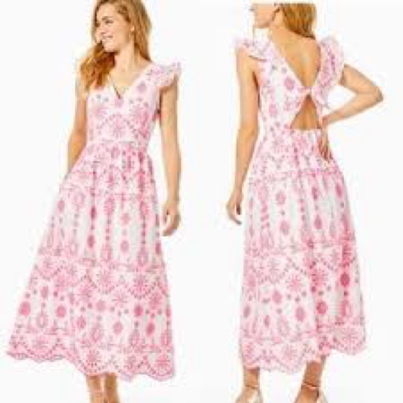 Lilly Pulitzer Lillyanne Midi Dress Karmic Coral Size 2 NWT - Picture 10 of 11